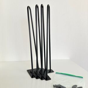 Set of 4 Coffee Table Metal Hairpin Legs Bar Black 16" Height Solid Iron NEW